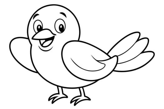 sonriente pájaro negrita contorno lleno visible para niños bueno a color, ilustración línea Arte vector