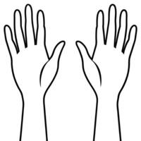 a flat design sketch of two hands reaching upwards silhouette with white background, vector
