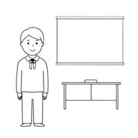 A man standing in front of a whiteboard with a blackboard vector