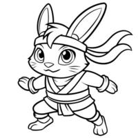 chibi cute style drawing, animal, rabbit in a ninja costume, poised for a quick attack vector