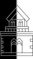 A black and white image of a house with a window vector