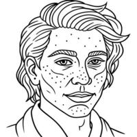 A coloring page of a man with freckles vector