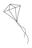 A drawing of a kite with a line drawn around it vector