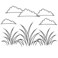 A drawing of grass and clouds vector