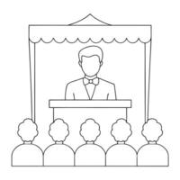 Speaker at podium with audience illustration vector