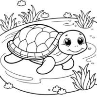 Turtle coloring pages for kids vector