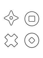 Four different shapes are shown in a line drawing vector