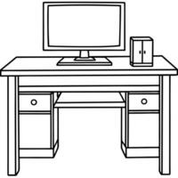 Computer desk coloring pages vector