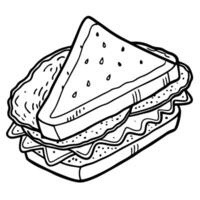 close up of a sandwich cut in half on a rustic wooden table, showcasing the fine ingredients such vector
