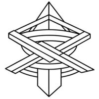 a structure that defies gravity, with overlapping and intertwined lines, illustration line vector