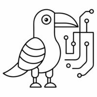 i want a toucan design that shows interaction with iot internet of things only half of the body vector