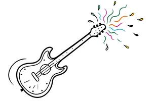 abstract watercolor guitar exploding with colorful motion in white background , illustration vector