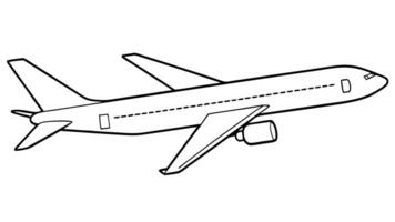 a commercial airplane in flight, no wheels, isolated on a white background the plane is shown from vector