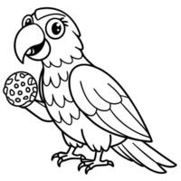 a parrot with a cookie, illustration line art vector