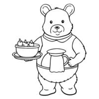 simple thick stroke outlined icons of pooh characters with props eg, joint, edible representing vector