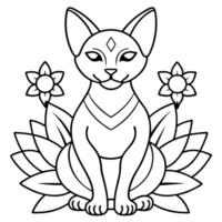 a sphynx cat meditating with a serene expression, surrounded by elements like lotus flowers, vector