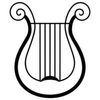 an image of lyre silhouette with a white background, illustration line art vector