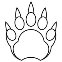a bold, outlined icon of a bear paw, with sharp claws and textured pads, illustration line vector