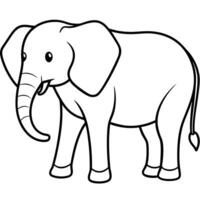 a black elephant is standing picture in white background, illustration line art vector