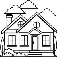 home outline, illustration line art vector
