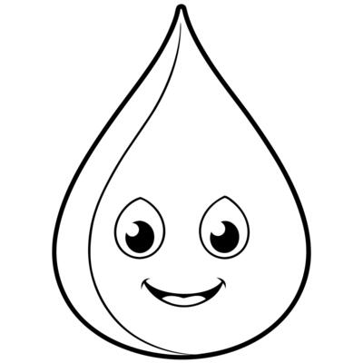 cartoon raindrop, illustration line art