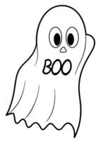 a coloring page of an halloween boo with no color just black lines, illustration line art vector
