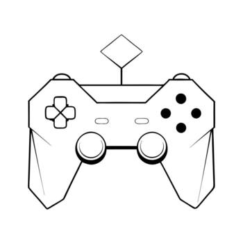 a clean, minimalistic linear icon representing a gaming controller integrated with blockchain vector