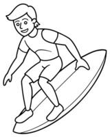 a coloring page of an tow-in surfing with no color just black lines, illustration line art vector