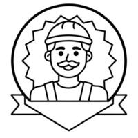 happy labour day label with funky worker on vintage background happy labor day vector