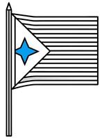 a flag with five alternating horizontal stripes of red and white, with a blue triangle on the left vector