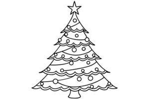 continuous single line drawing of christmas tree, line art illustration, illustration vector