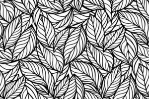 fine irregular organic lines, seamless pattern of dense, overlapping leaves of different sizes, vector