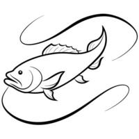 grouper fish, flying curve, white background, illustration line art vector