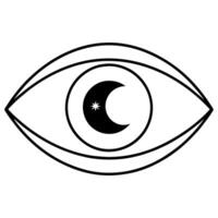 isotype of an eye with the moon inside, illustration line art vector