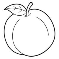 a coloring page of an food peach with no color just black lines, illustration line art vector