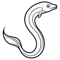 eel straightened the eel extends its body straight, often while moving quickly or darting vector