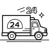 truck delivery 24 hours, illustration line art vector