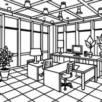 a random office open space, illustration line art vector