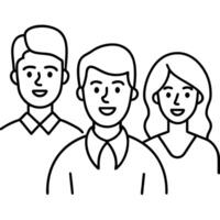 a group of three people, representing a focus on clients or the customer base, illustration vector