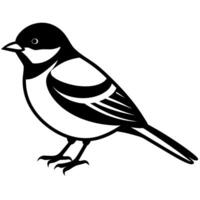 chickadee black silhouette, different style art, solid white color background, illustration vector