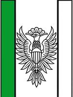a flag with three vertical stripes in green, white, and red, with a national emblem in the center vector