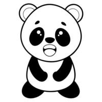 baby panda cry, illustration line art vector