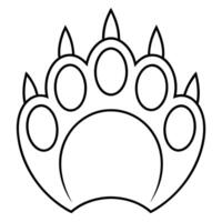 a bold, outlined icon of a bear paw, with sharp claws and textured pads, illustration line vector