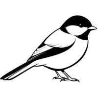 4 set chickadee black , side view, different style art, solid white color background, vector