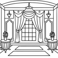 cartoon, royal drawing room from the inside, illustration line art vector