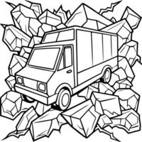 uma rachadura no ar onde da rachadura dimensional ta saindo um food truck, illustration line vector
