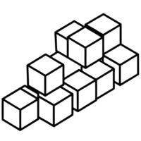cubes in 3 rows, illustration line art vector