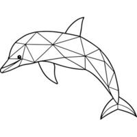 polygonal dolphin, clean lines and curves , art nouveau, illustration line art vector