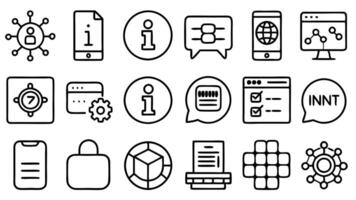 20 information technology icon set, illustration line art vector