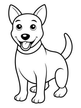 sonriente perro negrita contorno negro y blanco lleno visible para niños bueno a color, ilustración vector